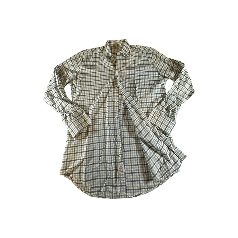 Peter Millar Shirt Adult Medium Green Gingham Plaid Button Down Quality Mens